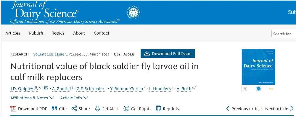 黑水虻幼蟲油在犢牛代乳粉中的營養(yǎng)價值